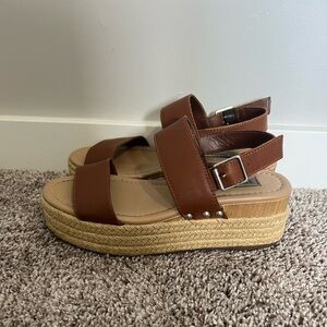 Steve Madden Espadrille Platform Sandals- Brown-Size 7.5